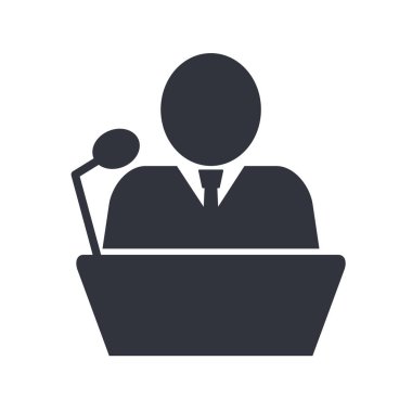 Mikrofon ve başkanlık konuşması. Seçim konuşması. Düzenlenebilir vektör.