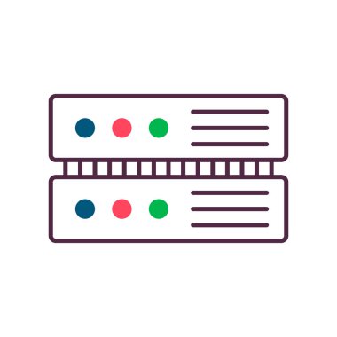 Bilgisayar sunucusu simgesi. Rack. Düzenlenebilir vektör.