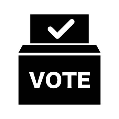 Oy sandığı ve işaretli oy pusulası. Düzenlenebilir vektör.