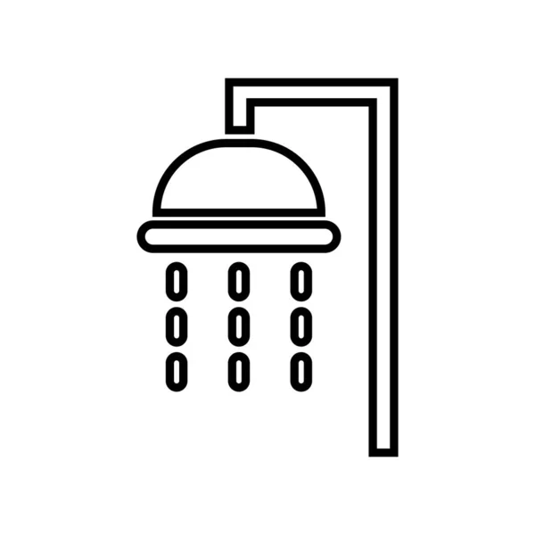 Shower Line Silhouette Icon Plumbing Facilitie Editable Vector - Stok Vektor