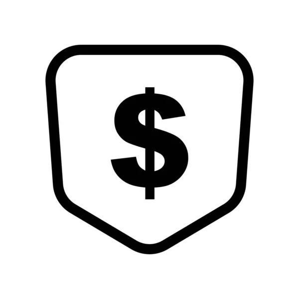 Schildsymbol Mit Dollarzeichen Editierbarer Vektor — Stockvektor