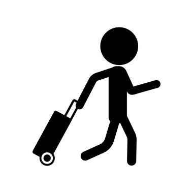Bavul taşıyan birinin piktogramı. Bagaj vagonu. Düzenlenebilir vektör.
