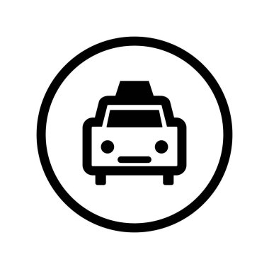 Yuvarlak daire ve taksi ikonu. Taksi ikonu. Düzenlenebilir vektör.