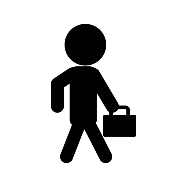 Person Walking Briefcase Going Work Editable Vector — Archivo Imágenes Vectoriales