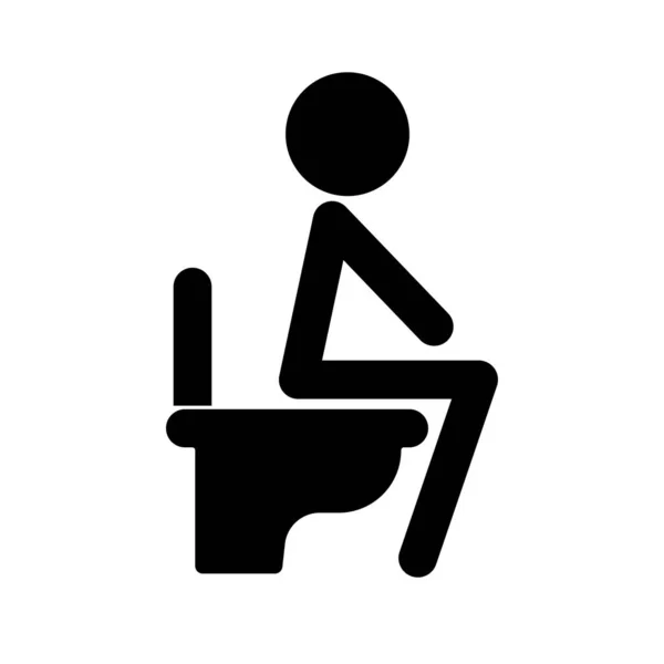 Silhouette Icon Person Sitting Toilet Bathroom Editable Vector — Stok Vektör