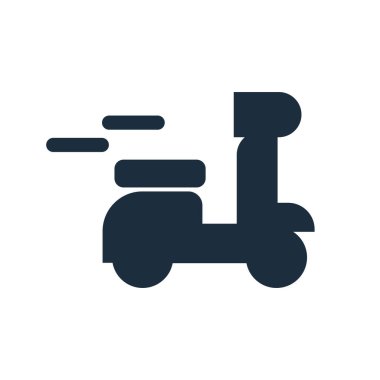 Hareket eden motosiklet silueti simgesi. Düzenlenebilir vektör.