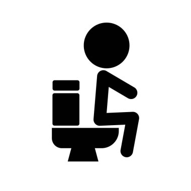Tuvalette işeyen biri. Banyo sembolü. Düzenlenebilir vektör.