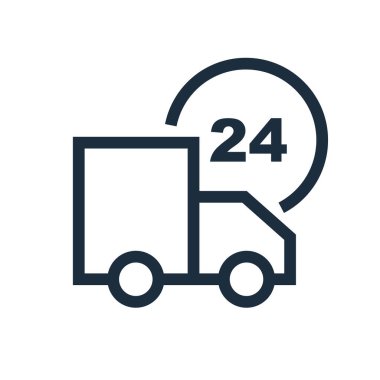 24 saatlik teslimat için kamyon ikonu. Düzenlenebilir vektör.