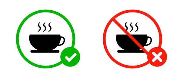 Bebida Permitida Prohibida Icono Silueta Café Con Marca Verificación Marca — Archivo Imágenes Vectoriales