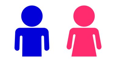 Erkek ve kadın tuvalet sembolleri seti. Düzenlenebilir vektör.