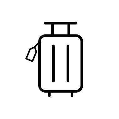 Etiketli çanta simgesi. Bagaj. Düzenlenebilir vektör.