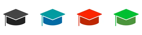 Colorful Graduation Cap Icon Set Graduation Mark Editable Vector — 스톡 벡터
