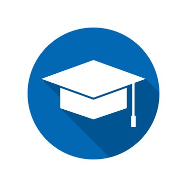 Modern mezuniyet şapkası ve gölge. Düzenlenebilir vektör.