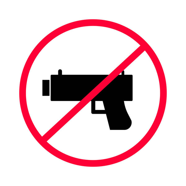 Prohibition of the use of gun. Gun control regulations. Editable vector.