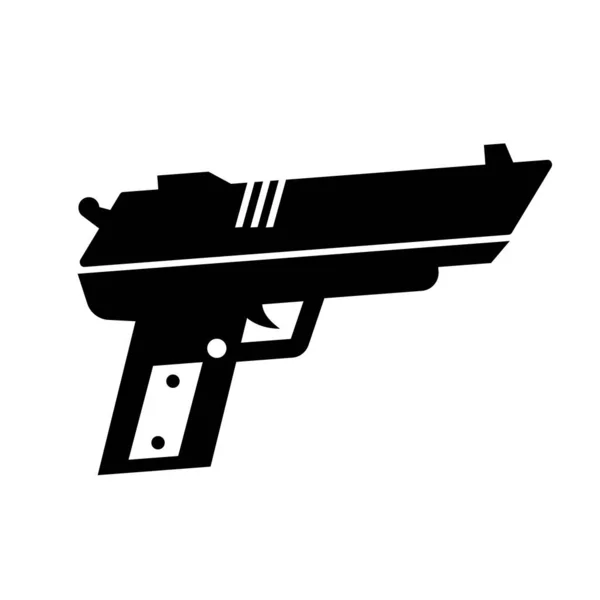 Modern Gun Silhouette Icon Handgun Weapon Fire Editable Vector — Stock Vector