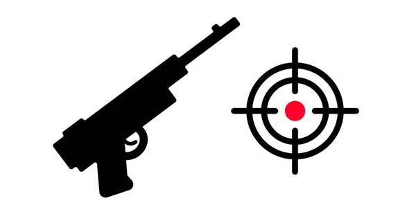 Pistole Und Zielfernrohr Gesetzt Schießerei Und Krieg Editierbarer Vektor — Stockvektor