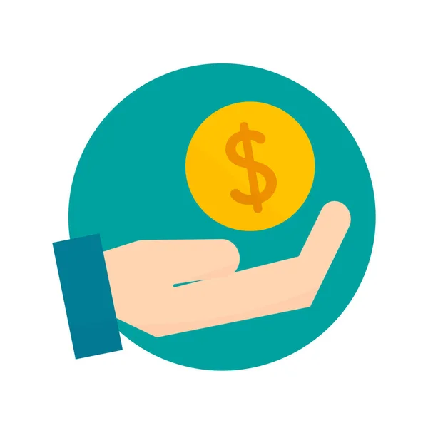 Modern Dollar Coin Hand Icon Symbol Salary Investment Saving Editable — стоковый вектор