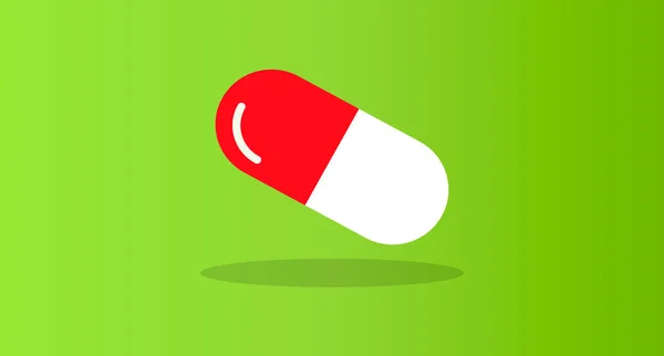 Red Medical Capsule Green Gradient Background Editable Vector - Stok Vektor