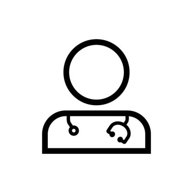 Boynunda steteskop olan bir doktor ikonu. Doktor bey. Düzenlenebilir vektör.