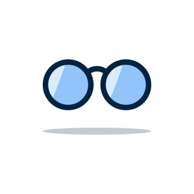 Yansıtıcı yuvarlak gözlük ve gölge. Düzenlenebilir vektör.