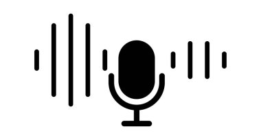 Mikrofon ve ses dalgaboyu. Ritim ve müziğin sesi. Düzenlenebilir vektör.