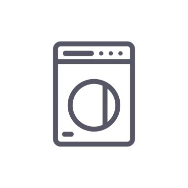 Çamaşır makinesi. Ev aletleri. Çamaşır. Düzenlenebilir vektör.