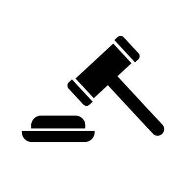 Gavel ikonu. Duruşma ve hukuk. Düzenlenebilir vektör.