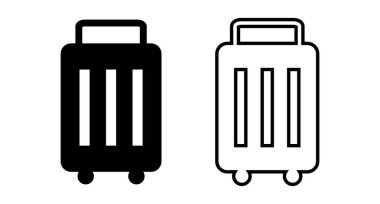 Çanta simgesi ayarlandı. Seyahat bagajı. Bagaj çantası. Düzenlenebilir vektör.