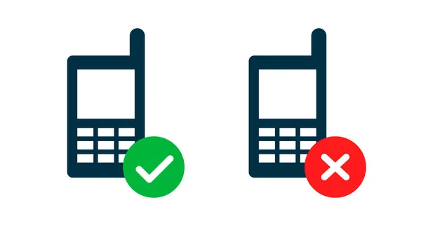 Permitted Prohibited Cell Phone Use Icon Set Editable Vector — ストックベクタ