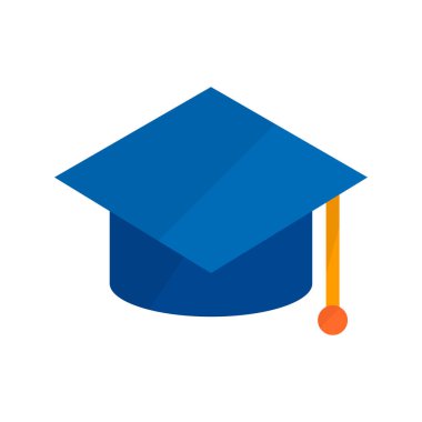 Blue modern graduate cap. Mortarboard. Square academic cap. Editable vector.