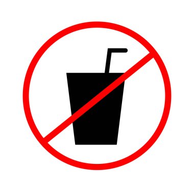 No drink allowed. Drink cup silhouette and prohibition mark. Editable vector.