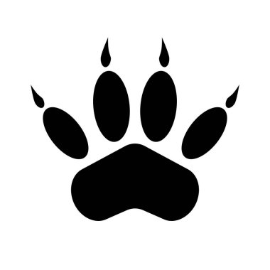 Paw silhouette icon with claw. Animal footprints. Editable vector.