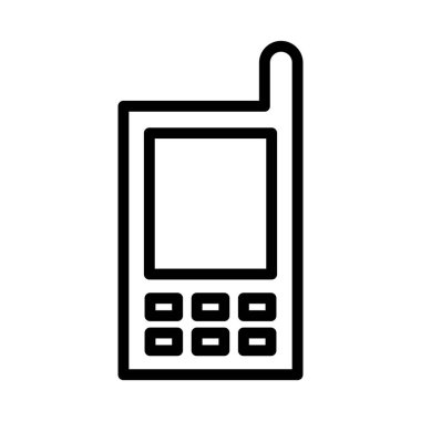 Simple cell phone icon with antenna. Editable vector.