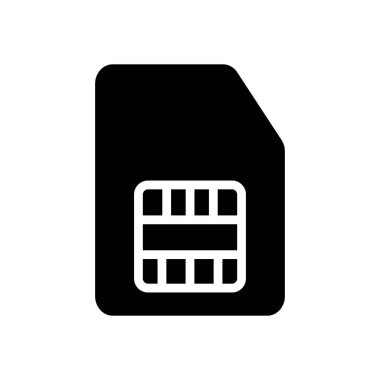 SIM card or microchip silhouette icon. Editable vector.