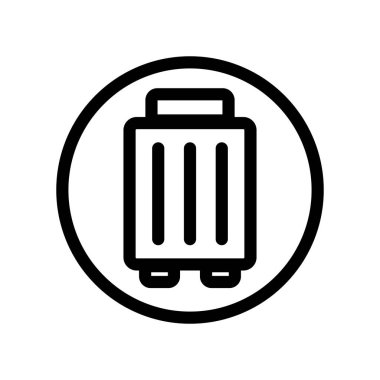 Round suitcase symbol. Trunk case. Luggage. Editable vector.