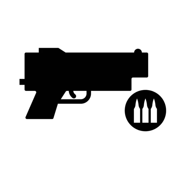 Gun Pistol Icon Bullet Symbol Bullet Supply Editable Vector — Stock Vector