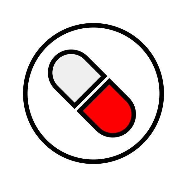 Red Medical Capsule Capsule Pill Drug Editable Vector — Stock Vector
