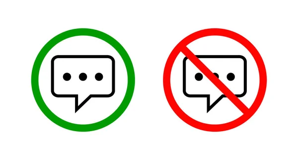 Conversation Permission and Conversation Prohibition Icon Set. Conversation restrictions. Editable vectors.