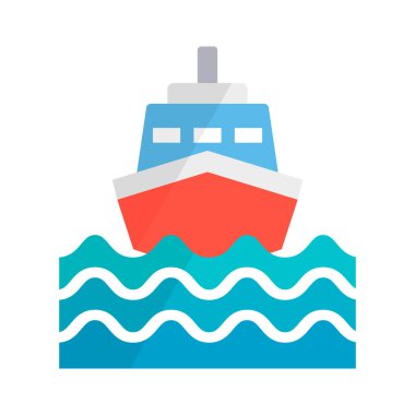 Modern ship and sea icon. Cruise ship and maritime transport. Editable vector.