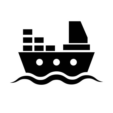 Marine transportation silhouette icon. Shipping industry. Editable vector.