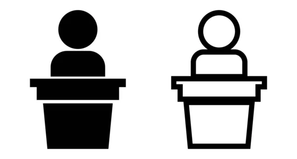 Set Icons Person Speaking Podium Politics General Assembly Editable Vector — 图库矢量图片