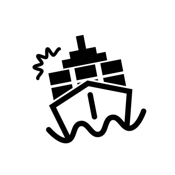 Colliding Cargo Ship Icon Cargo Ship Sinking Sea Transport Editable — Stockvector