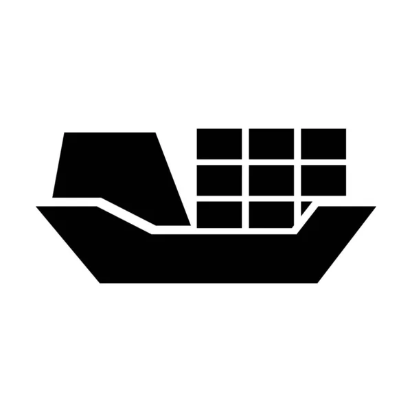 Silhouette Icon Cargo Ship Marine Transportation Editable Vector — Stockvector