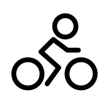 Bicycle and People. Icon of a person pedaling a bicycle. Editable vector.