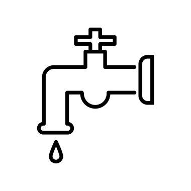 Simple water tap icon. Faucet and water drop. Editable vector.