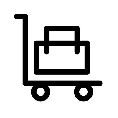 Cart icon with business bag on it. Editable vector.