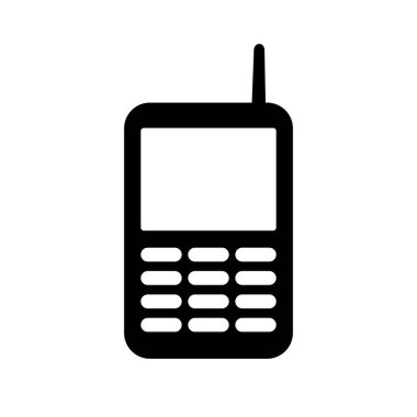 Cell phone silhouette icon with antenna. Phone. Editable vector.