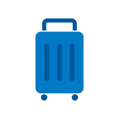 Flat design blue suitcase icon. Luggage. Baggage. Editable vector.