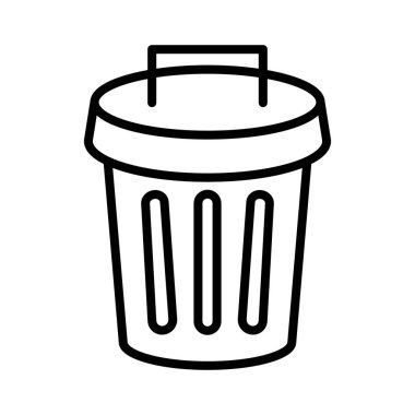 Trash can, garbage box, rubbish bin. Editable vector.
