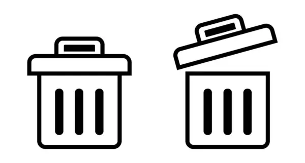 Trash Can Icon Set Trash Can Closing Lid Open Lid — Stockvector